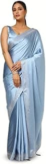 Soch Womens Satin Embellished Saree With Stone Work