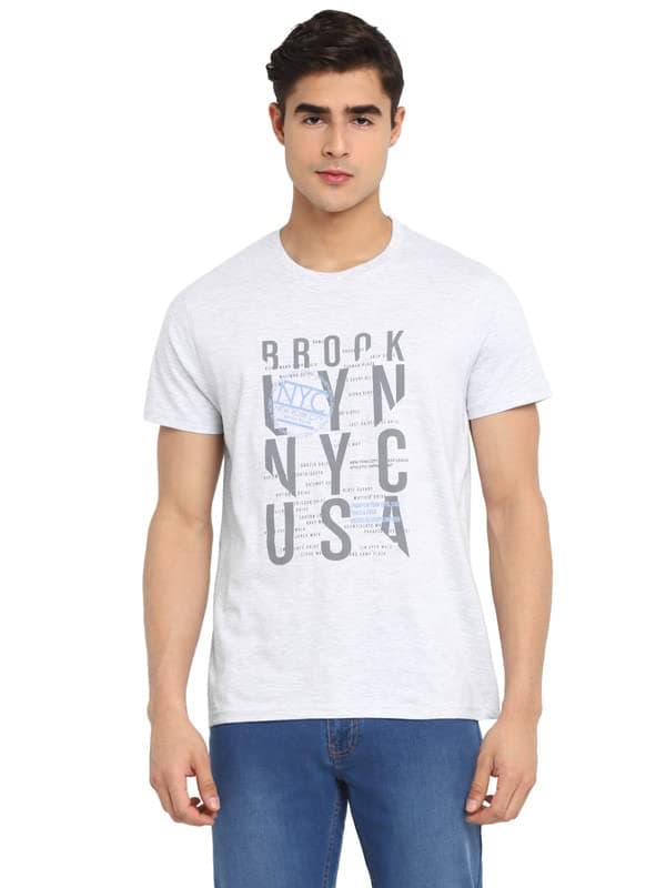 AMERICAN CREW Printed Round Neck T-Shirt for Men