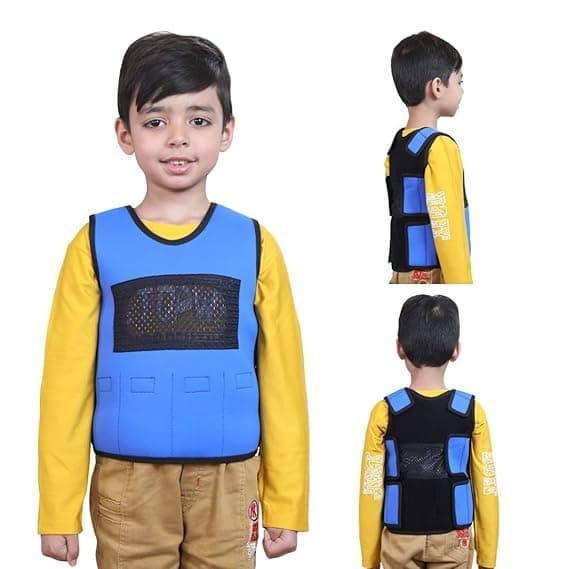 Abley's Kids Weighted Vest for Sensory Integration - Calming Deep Pressure Sensory Vest for Autism, SPD, ADHD - Adjustable Neoprene Body Wrap with 6 Removable Weights - Blue, Medium (2 KG)