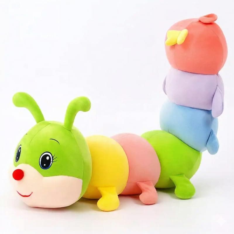 HUG 'n' FEEL SOFT TOYS Big Size Caterpillar Soft Toy – Colorful Plush Stuffed Animal Toy Figure | Cute Huggable Caterpillar Doll for Kids, Babies, Girls & Boys | Birthday Gift & Room Decor | 30 CM