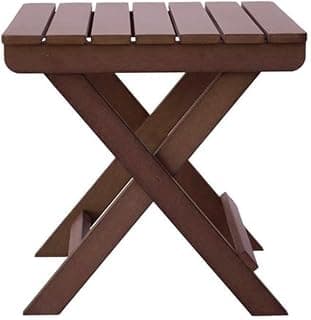 Wooden Handmade Outdoor Natural Square Brown Foldable Coffee Table, Side End Table for Poolside, Outdoor Garden, Living Room, Bedroom, Small Spaces (13 Inches)