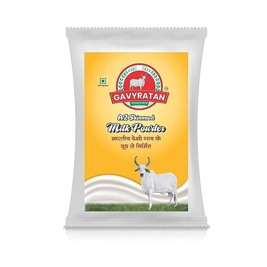 GAVYRATAN Pure & Premium Skimmed Milk Powder with Extra Protein 500Gm | Perfect for Making Tea & Coffee (Pack of 1)
