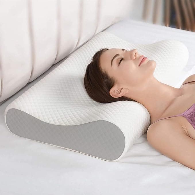 IDITRI EXPORT Cervical Contour Memory Foam Pillow for Sleeping,Orthopedic Pillow for Neck Pain, Support for Back,Stomach,Side Sleepers, with Breathable Zip Cover (Grey)