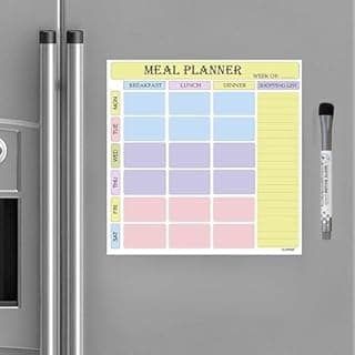 AccuPrints Weekly Meal Planner Vinyl, Magnetic White Board Planner Sheet (30x30cm, Landscape) with Marker Pen - Dry Erase Flexible Writing Film for Kitchen Fridge/Office Godrej/Metal Wardrobe
