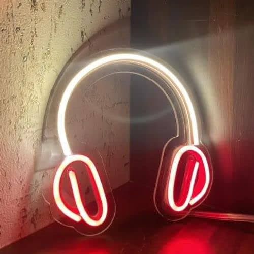 Zesta Acrylic Headphone, Led, 30X5X30 Cm, White & Red