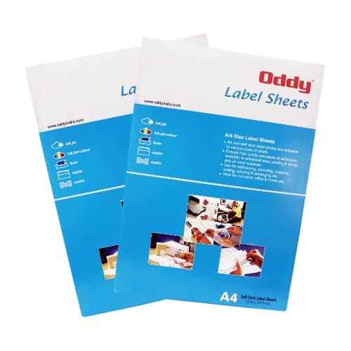 Oddy A4 Self Adhesive Paper Label Stickers for Laser & Inkjet Printers - 6 Labels per Sheet - Pack of 100 Sheets, for Shipping, Address, Folders, Industrial use