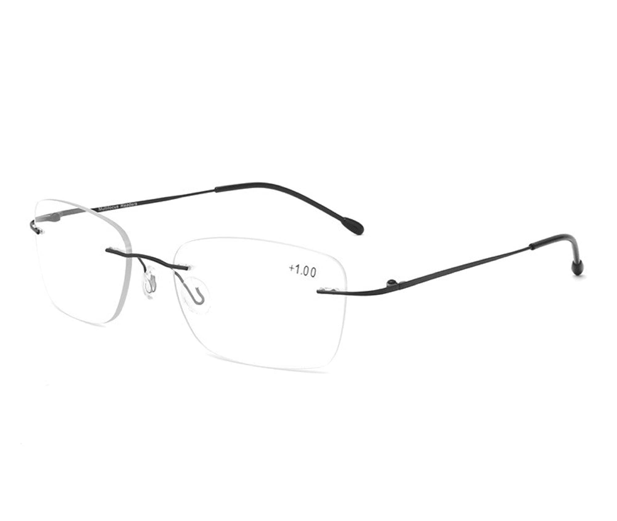 AUGEN Anti Glare Blue Cut Multi Focus Progressive Reading Glasses 3 Powers in 1 (104-Black,+2.50)