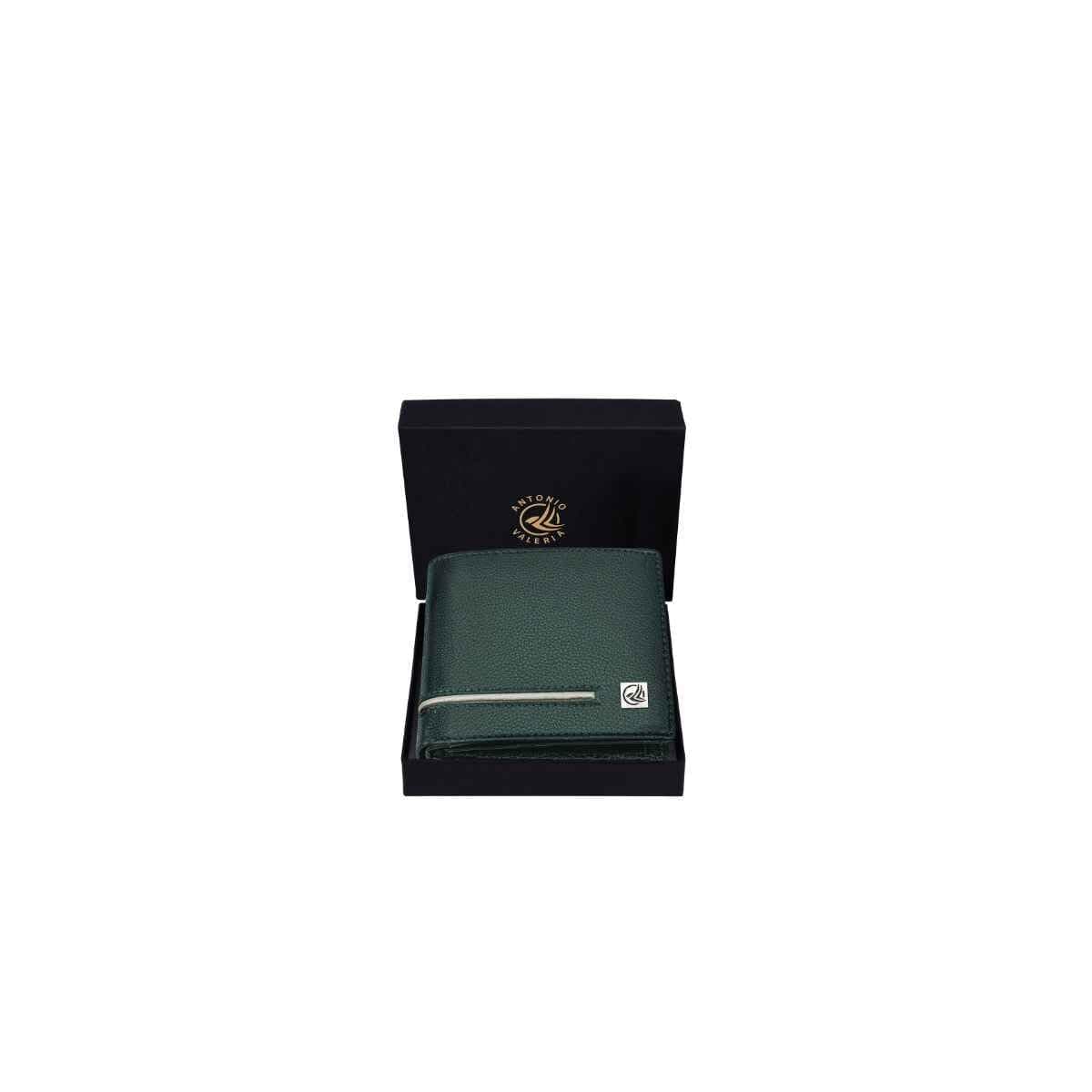 ANTONIO VALERIA Scott Green/Sand Leather Wallet for Men