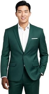 HUMJOLI Men's Blazer, Cotton Blend, Slim Fit, Single Button, Notch Lapel, Long Sleeve, Casual Formal