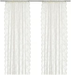 stoRk ALVINE SPETS Net Curtains, 1 Pair, Off-White/with Rod Pocket, 145x250 cm, Lightweight Decorative Window Panels for Bedroom, Living Room & Home Décor