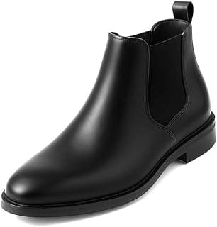 Generic Men's Black Chelsea Boots, Synthetic Leather, Slip-On Formal Ankle Boots, Rubber Sole, Smart Dress Style