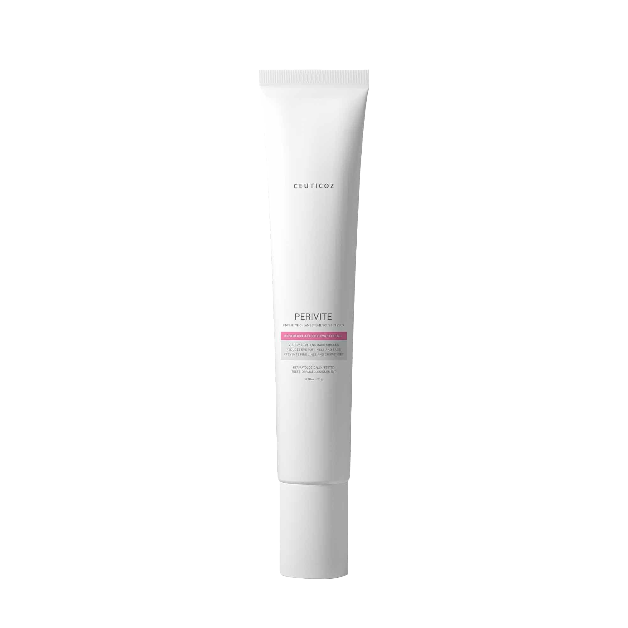 Ceuticoz Perivite Under Eye Cream | For Dark Circles & Puffiness | Reduces wrinkles & brightens eye area | Black Elderberry Flower Extract & Resveratrol | All Skin Types | 20g | 1.5% Black Elderberry Flower Extract & 0.2% Resveratrol Reduces Wrinkles & Brightens Eye Area