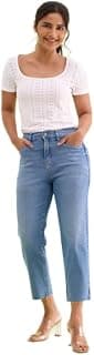 GO COLORS Soft Cotton Blend Cropped Jeans for Women| Breathable, Mid Rise