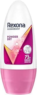Rexona Powder Dry Underarm Roll On Deodorant For Women, Antiperspirant, Removes Odour, Keeps Skin Fresh & Clean, Alcohol Free, Skin Friendly, 50 ml