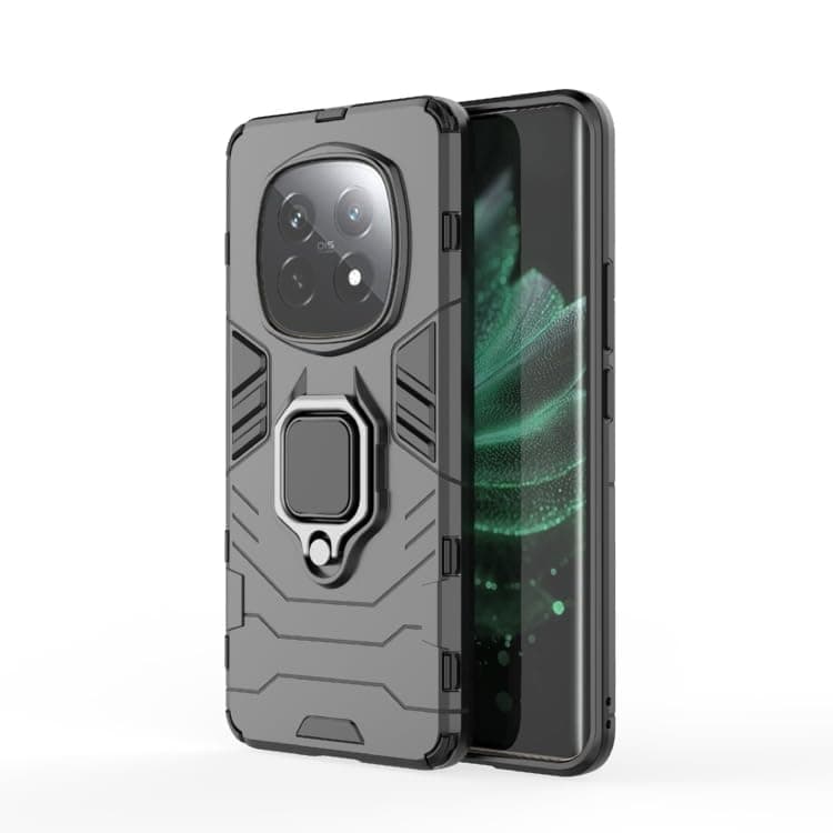 PrimeLike Robot Armor Shockproof Soft TPU and Hard PC Back Cover with Ring Case for Realme Narzo 70 Turbo 5G - Black
