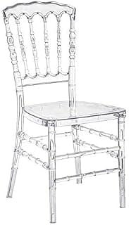 Malabar Trading Company Acrylic Chiavari Chair | Crystal Stacking Napoleon Chair (Pack of 4) with Detachable Cushion | Transparent Acrylic Chair (4 Chairs)
