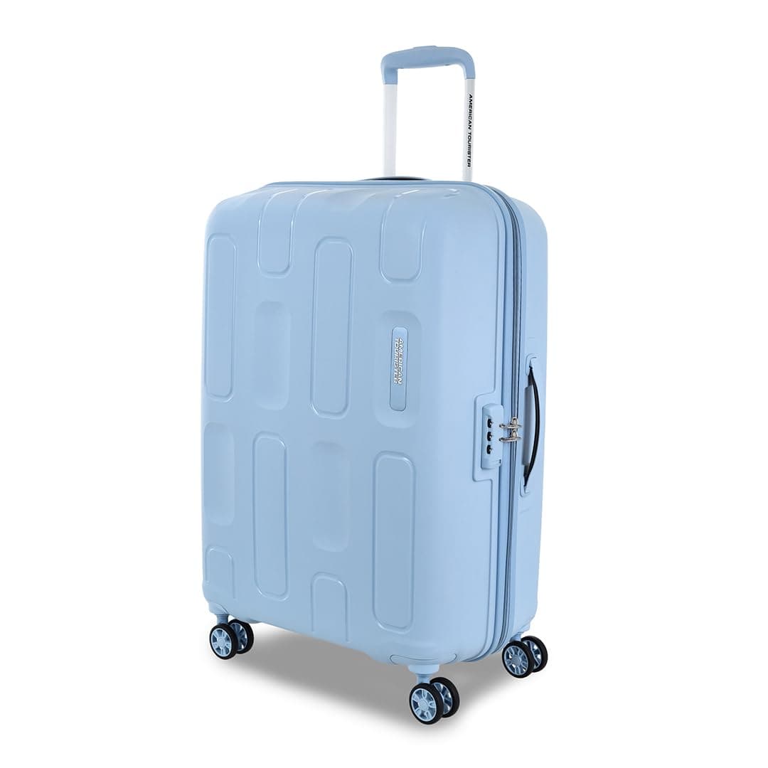 American Tourister Ivy 2.0|Large Size Check-in Spinner Trolley Bag (79 cm)|360° 8 Wheel Travel Luggage|Hard Case Polypropylene (PP) Suitcase|Combination Lock|Blue Frog