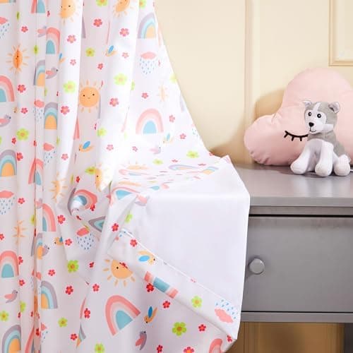 Amazon Basics - Kids Room Darkening Digital Printed Window Curtains, 80-85% Room Darkening | 5 Feet |Set of 2| Digital Print | Kids Curtain |for Living Room and Bedroom | 115cmx 150cm, Design-Rainbow