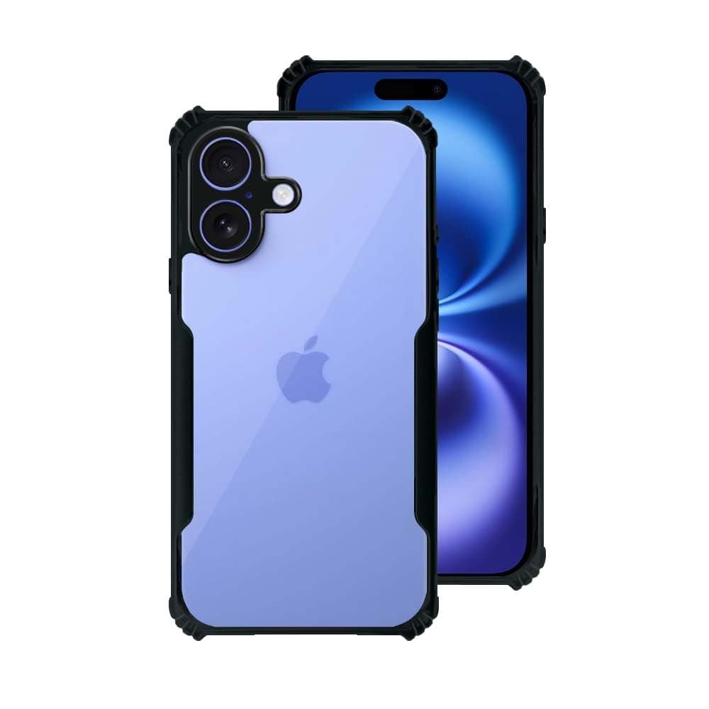 7SEVEN® Ipacky Back Cover for iPhone 16 Mobile Back Case Shock Proof Design Camera Edges Protection Crystal Clear Phone Case Precise Cutouts Matte Black Soft Bumper Phone Cover