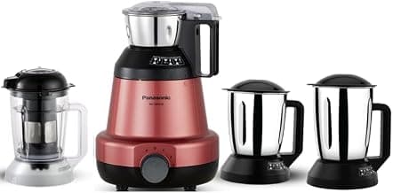 Panasonic Heavy Duty Mixer Grinder For Kitchen MX-GE4750 (Rustic Red) Powerful 1200W Motor | 3 Stainless Steel Chutney, Mill, Blender + 1 Juicer Jars | Warranty 2 Years on Product & 5 Years on Motor
