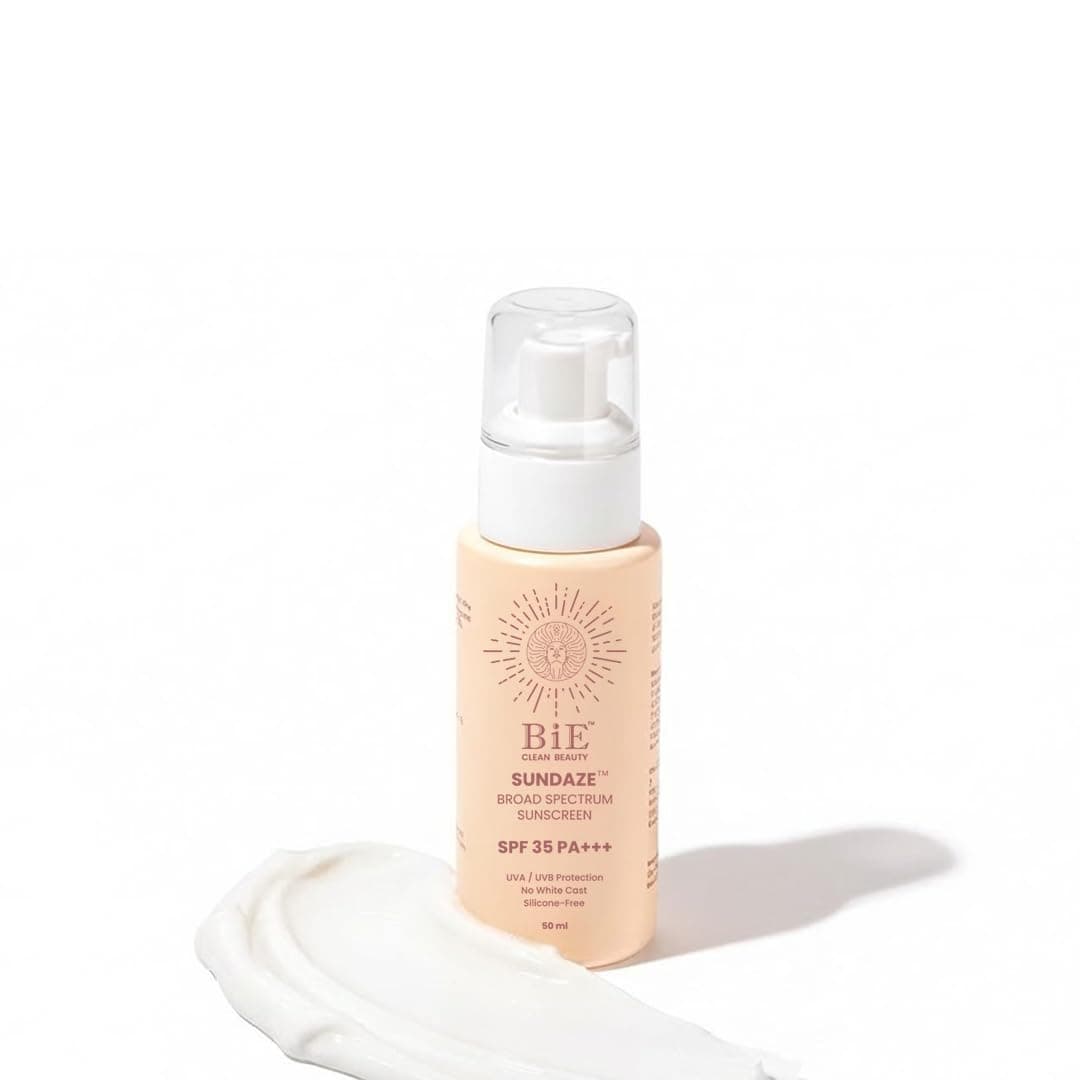 BiE Sundaze Broad Spectrum | Natural Sunscreen SPF 35 PA+++, UVA/B & Blue Light Protection | No White Cast | Acne Safe, Water-Light, Silicon Free | Unisex | 50ml