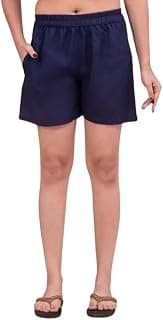 Generic Women's Cotton Regular Relaxed Fit Solid Print Design Thigh Length Casual Summer Running Yoga Gym Night Wear Shorts Elastic Waistband and Drawstring with Pocket