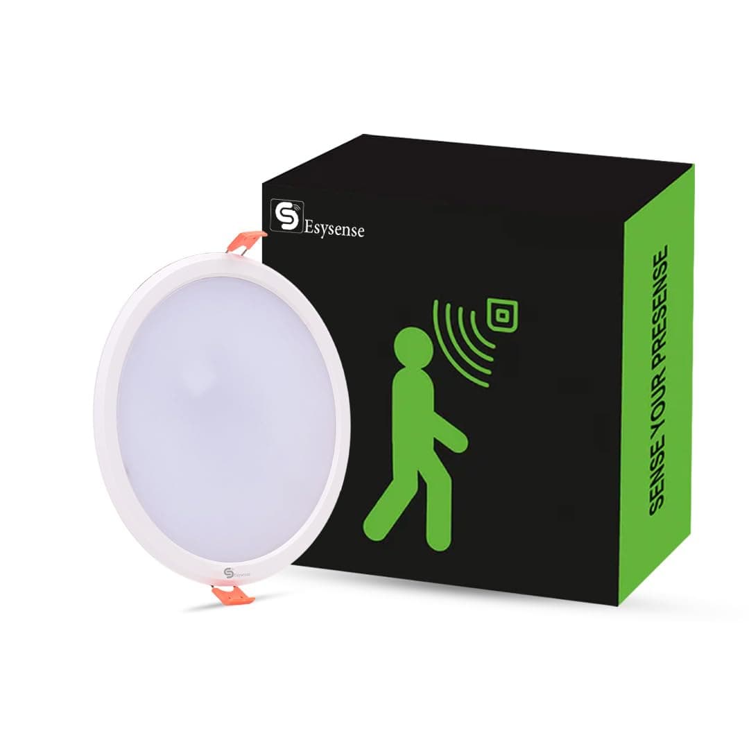 ESYSENSE 15W Motion Sensor Round LED Panel Light Cool White ESY-L15RED | Auto dimming feature adjusts brightness based on motion activity.
