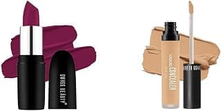SWISS BEAUTY Pure Matte Creamy Lipstick Shade- Burgundy, 3.8gm| Liquid Light Weight Concealer With Full Coverage |Easily Blendable Concealer For Face Makeup With Matte Finish | Shade- Warm Honey, 6g