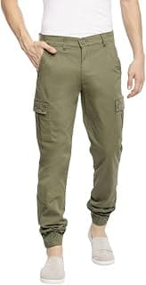 The Indian Garage Co Men Slim Fit Solid Mid-Rise Cuffed Cargos