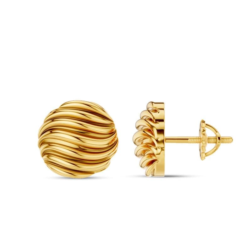 Kisna 9/14/18 KT Shining Ripple Yellow Gold Earring For Women