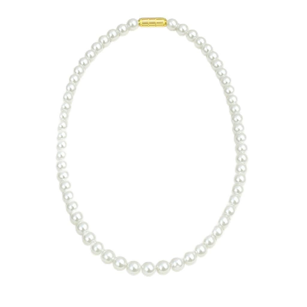 JEWELOPIA Pearl Mala White Single Line 8MM String Necklace Jewellery For Women & Girls (20 inch 8 mm off white mala)