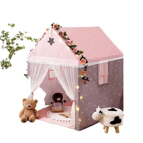 Lalakiya'S Play Houses Tent for Kids Outdoor and Indoor Theme Play House Castle Tent Toys for 5-13 Years Old Children Boy Girls Portable Castle Playhouse for Girls & Boys (Brown Star)