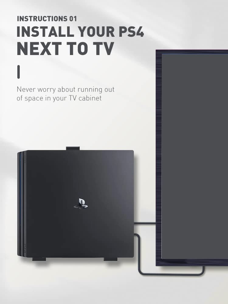 New World Wall Mount Stand Holder for PS4 Fat, Slim, Pro Console - Storage Rack with Screws