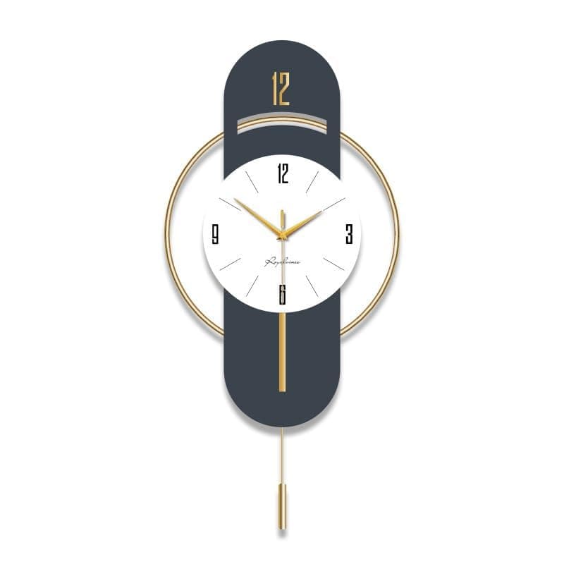 R RUNILEX Luxury European Home Decoration Creative Personality Crystal Art Metal Blue Wall Clock for Living Room Analog (Antique, 62 * 37 * 6.8 cm)