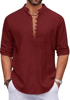 Macsivo Men's Stylish Mandarin Collar Kurta | Casual Ethnic Fusion Shirt for Daily, Party & Travel | Full Sleeves | Cotton Blend Comfort Fit Short Kurta