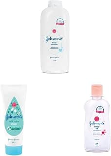 Johnson's Baby Powder (400g) & Johnson's Baby Milk and Rice Cream for Summer, 100g & Johnson's Baby Oil with Vitamin E, Non-Sticky for easy spread and massage, 200ml