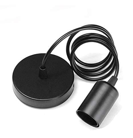 M2 Look Cord Cable Socket E27 Lamp Holder Vintage Hanging Ceiling Lantern Light Fixture for Bedroom Bar Restaurant Pack of 1 Bulb Not Included Black