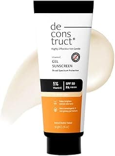 Deconstruct 5% Vitamin C Gel Sunscreen for Oily Skin SPF 50 PA++++ | Brightens Skin Tone | New Gen UV Filters | Lightweight & Non-greasy | In vivo tested | For Men & Women - 50g