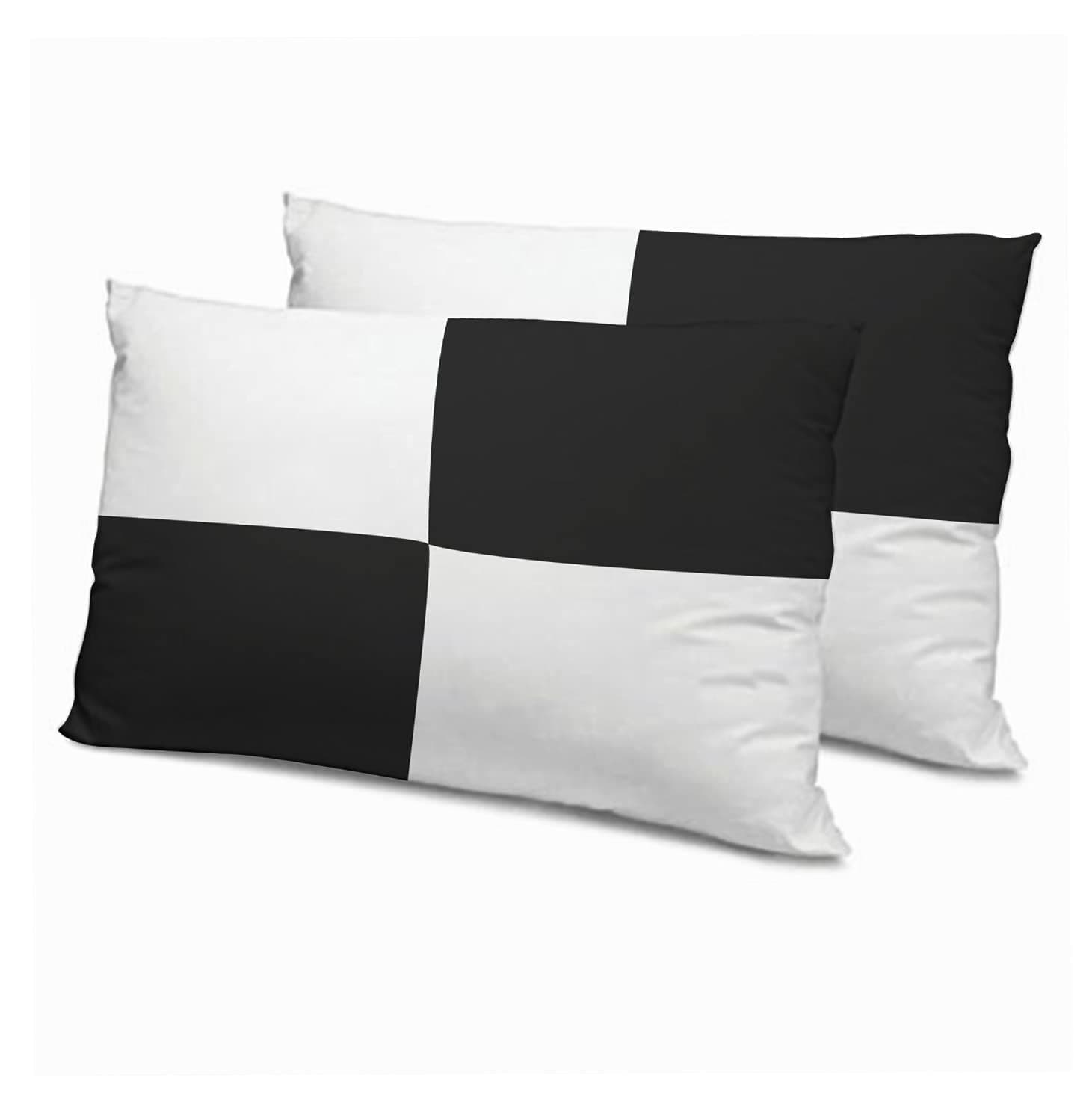 Bright Décor Hollow Fibre Sleeping Pillow Fibre Pillow Bed Pillow Pillows for Sleeping Luxurious 2 Piece Microfiber Pillow Extra Soft Hotel Quality Pillow Dark Grey and White - 16x24