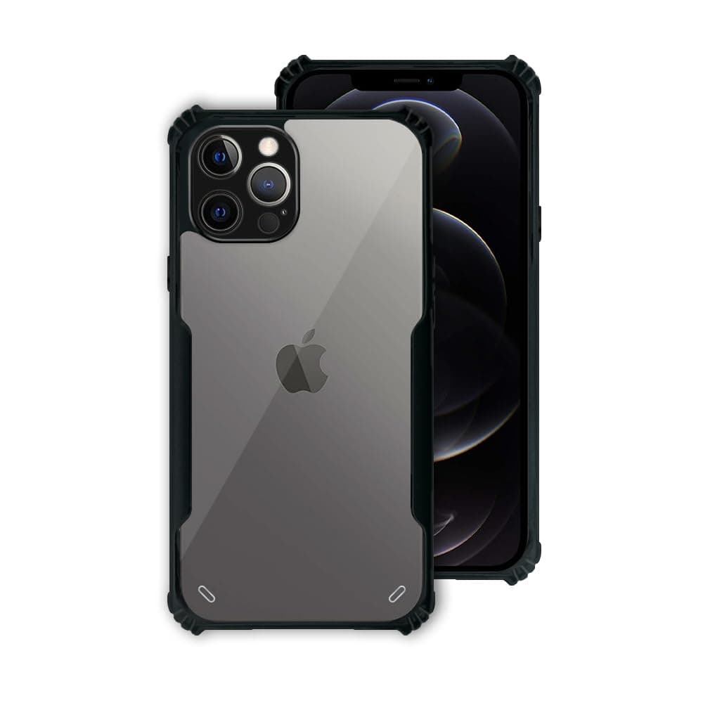 7SEVEN® Ipacky Back Cover for iPhone 12 Pro Max Mobile Back Case Shock Proof Design Camera Edges Protection Crystal Clear Phone Case Precise Cutouts Matte Black Soft Bumper Phone Cover
