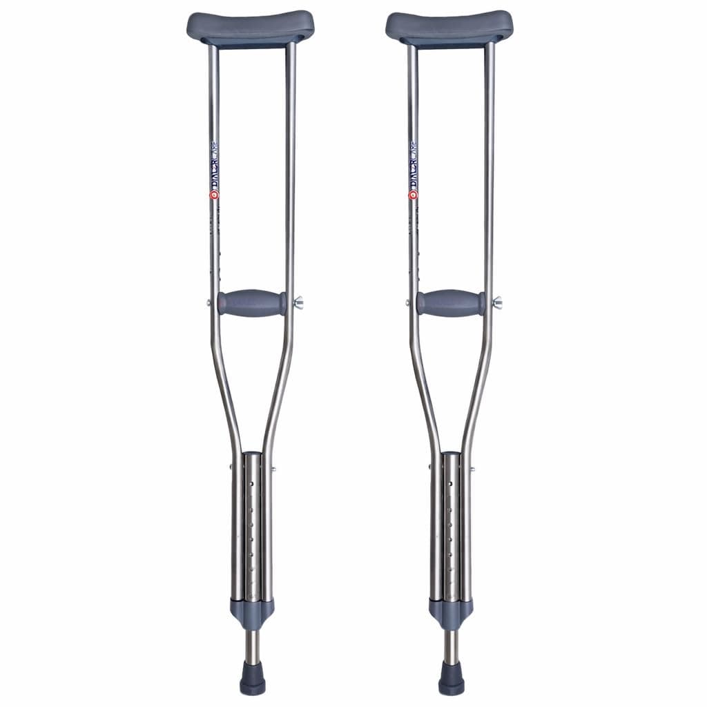DIALDRCARE Aluminium Height Adjustable Crutches For Adult Walking (Silver,Weight Capacity 100 kg) (2)