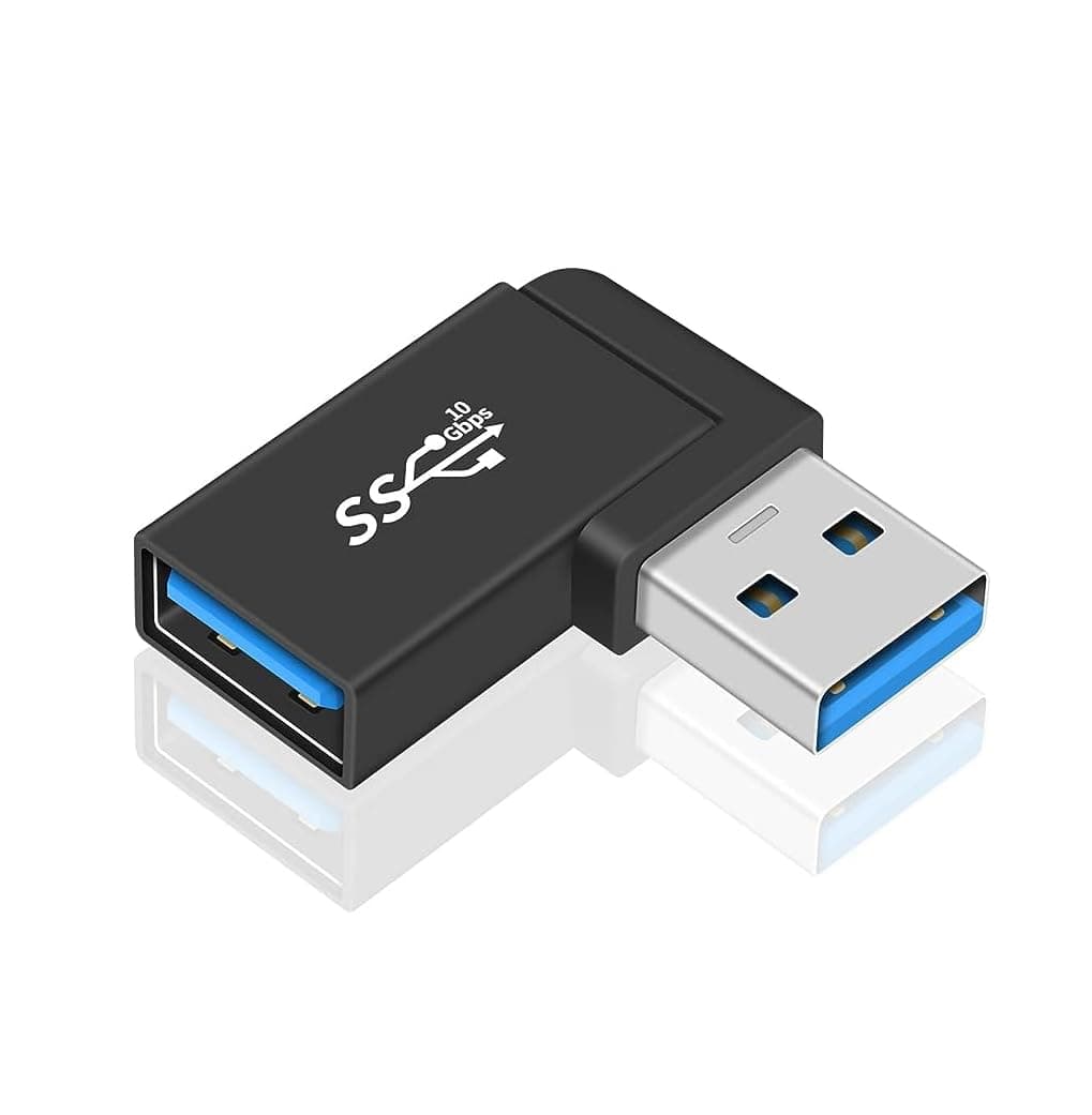 ETZIN USB 3.0 Adapter 90 Degree, USB 3.0 Extension 10Gbps, Right Angle USB Extender Type A Male to Female Extension for Hard Drive, Laptop-EPL-1072TC