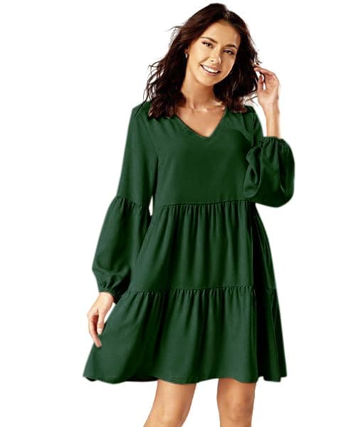 TRENDMALLS Western Dress Casual Loose Flowy Swing Shift Dress for Women Length:Midi