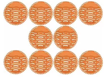 Scentric Urinal Mat for Toilet, (Pack of 10) Orange Fragrance Urinal Screen Mat, Toilet Mat, Urinal Hygiene Products, Urinal Screen Mats with Fragrance, Anti Splash Urinal Mat.