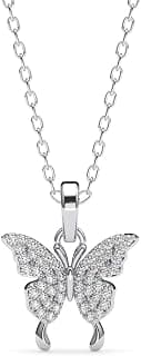 Clara 925 Sterling Silver Fia Butterfly Pendant Earrings Chain Bracelet Anklet Ring Jewellery Set for Women & Girls| Platinum Plated | Gift for her