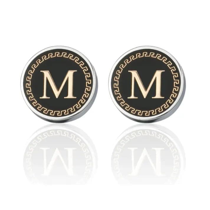AMAAL Cufflinks for Men Boys Cuff links Formal Stainless Steel Cufflink For Men Alphabet Letters M Birthday Gift Anniversary Husband Cuff Links Cufflinks Set Mens Boys Man Boy Valentine Gifts -A11