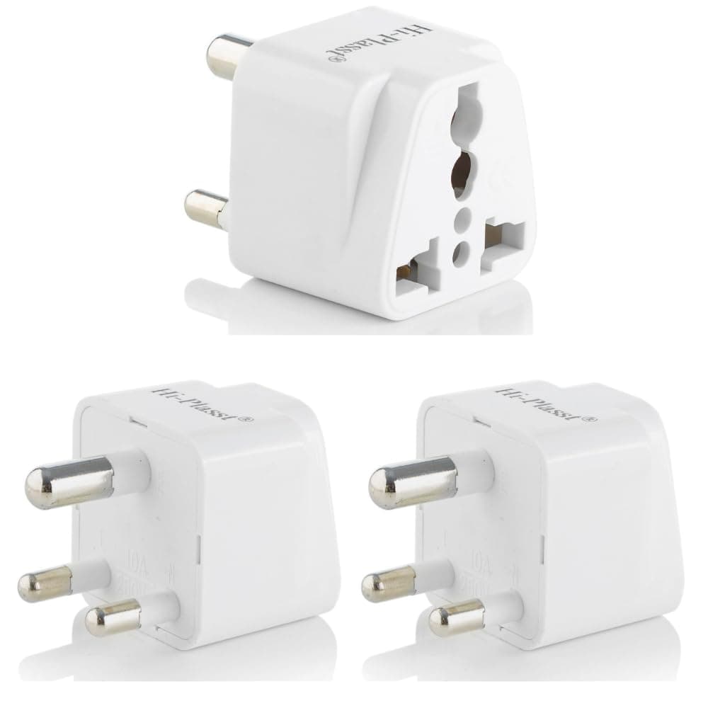 Hi-Plasst UK to India Adapter Plug (Pack of 3) US, Australia, Europe, UAE to India Travel Converter || Universal Socket Power Plug for Indian Outlets || International Plug Adapter for India