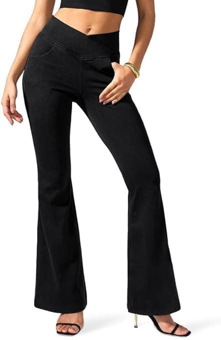 ADBUCKS Women High Rise Flared Jeans High Waisted Bell Bottom Jeans Trendy Stretchy Flare Jeggings with Pockets