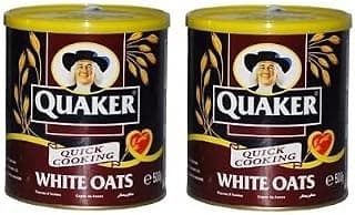 Quaker Quick Cooking White Oats Breakfast Cereals 100% Whole Grain Oats Each 500gm (Pack Of 2)
