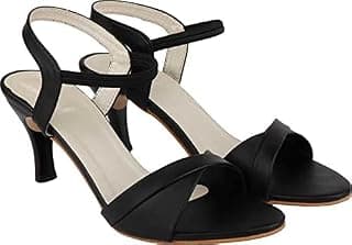 Shoetopia Womens/Girls Black Party Slim Heeled Sandals-EU39